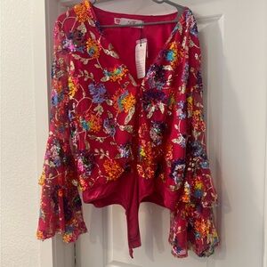 Elegant Floral Sequin Blouse